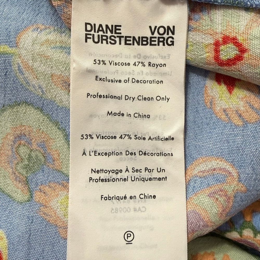 Diane Von Furstenberg Blue Floral Boho Tunic Dress XL - Picture 10 of 10